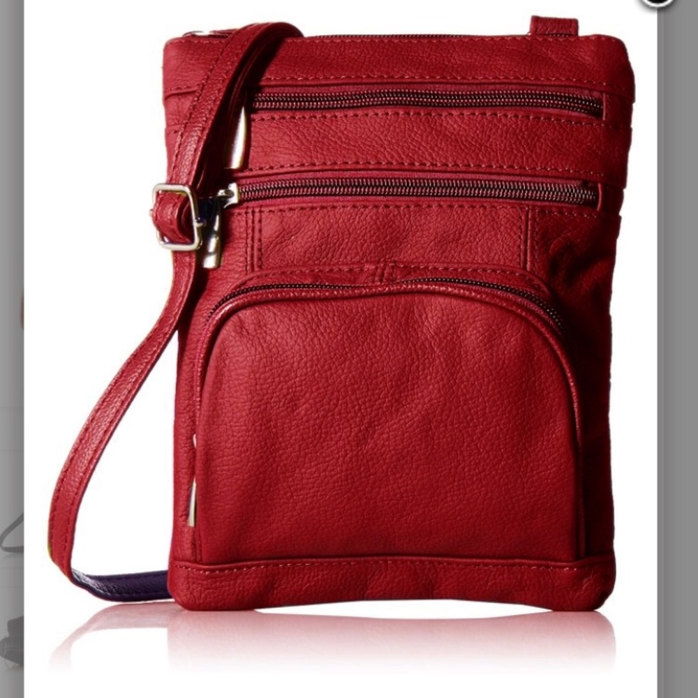 Red leather crossbody bag